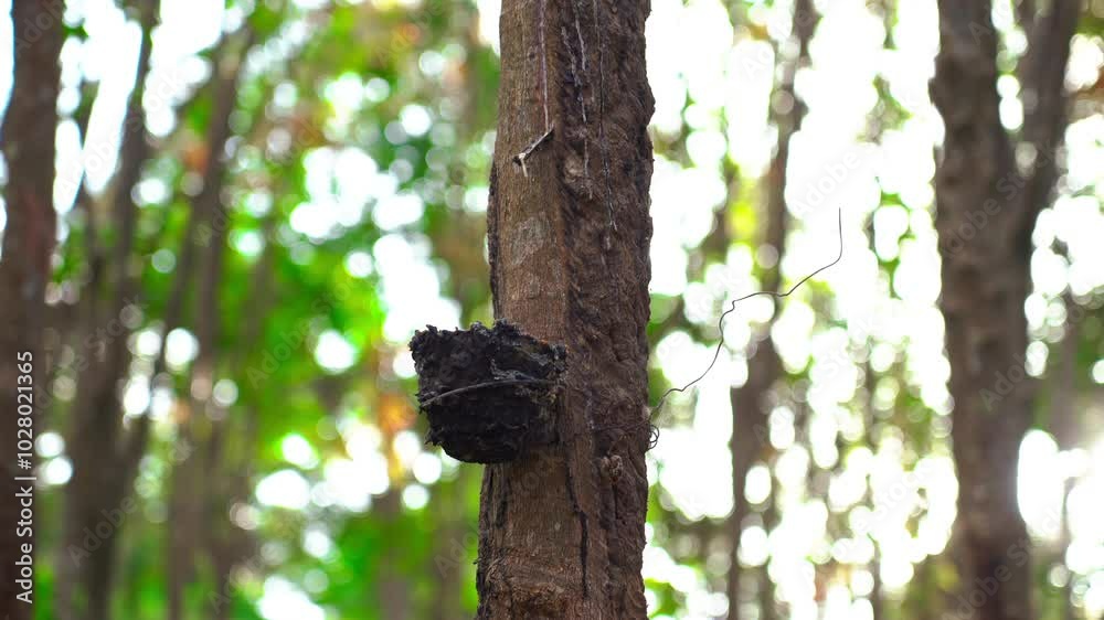 Observing nature's artistry as a tree hosts a unique bird nest during springtime in a lush forest Observing nature's artistry as a tree hosts a unique bird nest during springtime in a lush forest