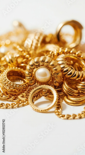 Gold jewelry with copy space