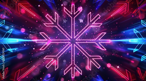 Abstract neon shapes Neon abstract shapes in Christmas colors with a blank central space for text, ideal for modern and edgy holiday greetings