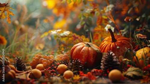 Festive Thanksgiving background with autumn colors.