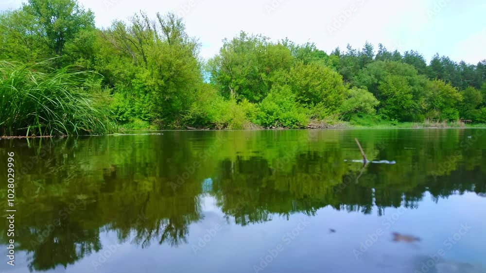 The rippled River Ros panorama, low angle view, Korsun, Ukraine The rippled River Ros panorama, low angle view, Korsun, Ukraine
