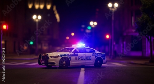 police car on the street close up