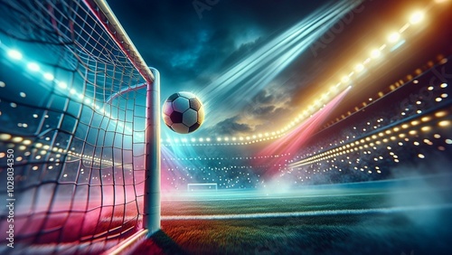 the ball flies into the net of a football goal