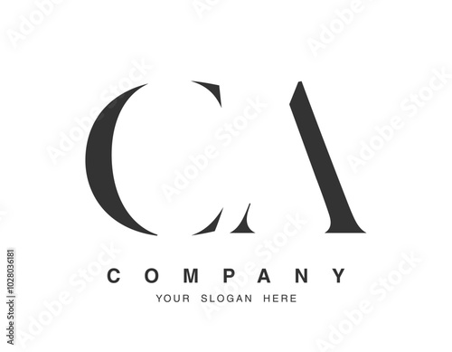 CA logo design. Initial letter c and a serif font style. Creative classic company name typography. Trendy logotype or identity.