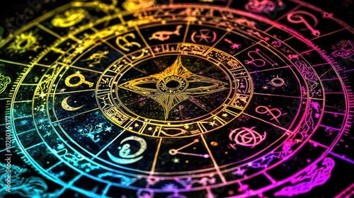 Wallpaper Mural Colorful Zodiac Wheel on Dynamic Background Torontodigital.ca