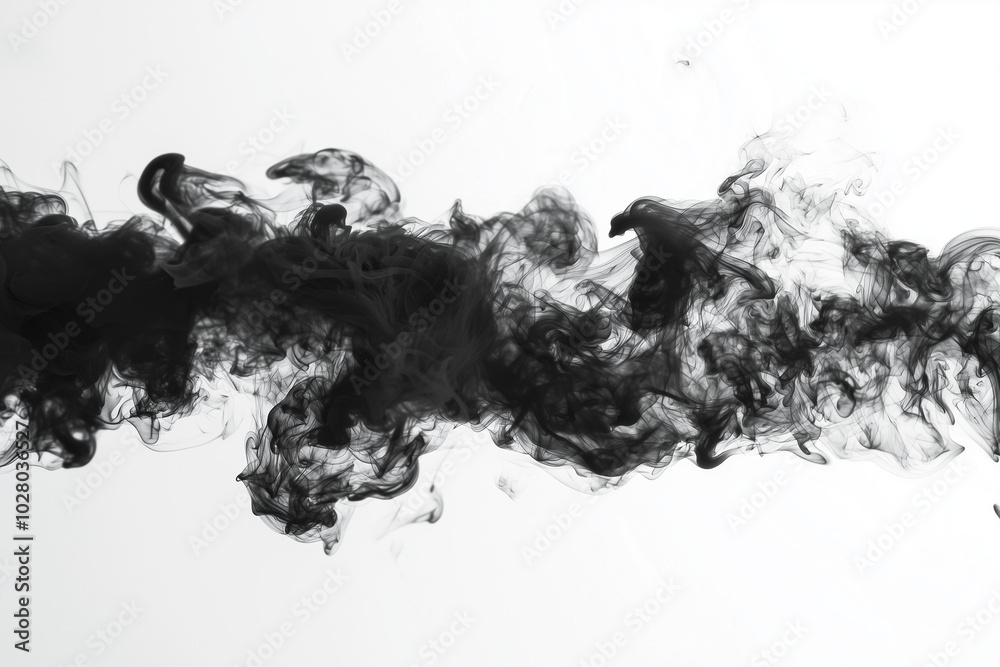 Abstract Black Ink Swirling in Water - Dramatic Art