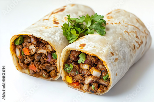 Delicious Mexican Burrito with Beef and Vegetables