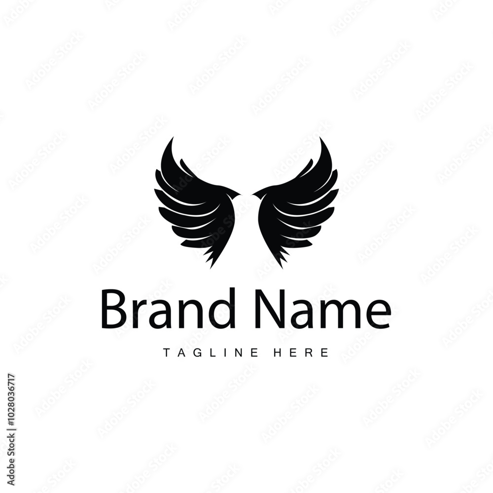 Wing Logo Design, Vector Eagle Falcon Wings, Beauty Flying Bird, Illustration Symbol Wing Logo Design, Vector Eagle Falcon Wings, Beauty Flying Bird, Illustration Symbol