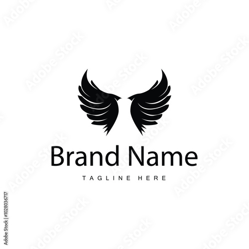 Wing Logo Design, Vector Eagle Falcon Wings, Beauty Flying Bird, Illustration Symbol