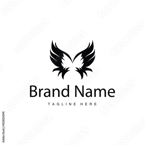 Wing Logo Design, Vector Eagle Falcon Wings, Beauty Flying Bird, Illustration Symbol