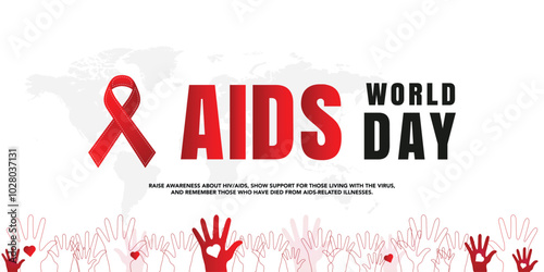 Aids awareness month is observed every year in December, This day brings attention to the growing number of people living long and full lives with HIV and to their health and social needs. Vector art