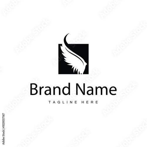 Wing Logo Design, Vector Eagle Falcon Wings, Beauty Flying Bird, Illustration Symbol