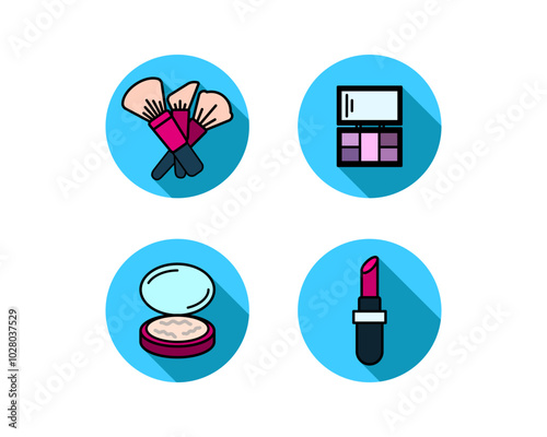 Beauty, Body Care and Cosmetics. Vector Linear Flat Icons and Design Elements