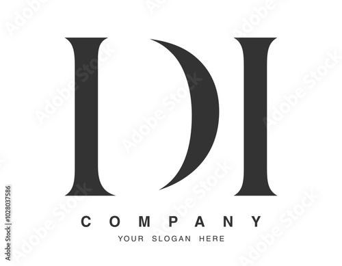 DI logo design. Initial letter d and i serif font style. Creative classic company name typography. Trendy logotype or identity.