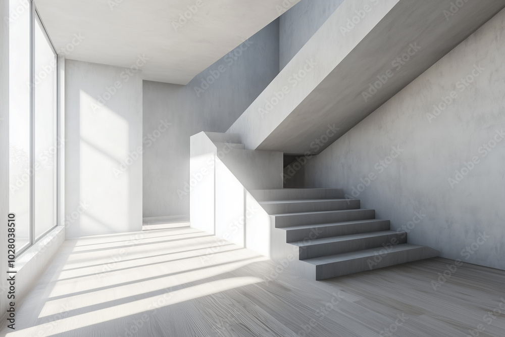 Obraz premium Modern Weiss Apartment Interior with Panoramic Views and Sleek Urban Living Design