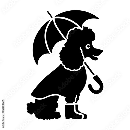 Poodle with Umbrella