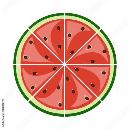 Watermelon slices illustration. Flat vector illustration of watermelon slices