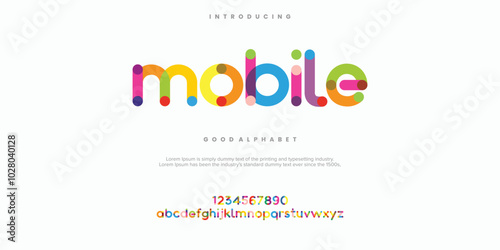 Mobile abstract minimal modern alphabet fonts. Typography technology vector illustration
