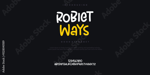 Robiet Ways Creative font. Modern abstract digital tech font. Logo creative font, type, technology, movie, digital, music, movie. Fonts and illustration in vector format.
