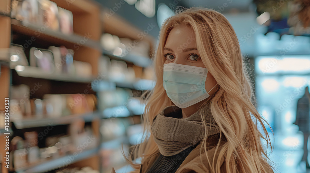 Retail environment with shoppers wearing protective masks Retail environment with shoppers wearing protective masks