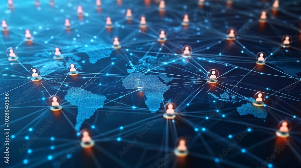 Global Network of Interconnected People on a Digital Map