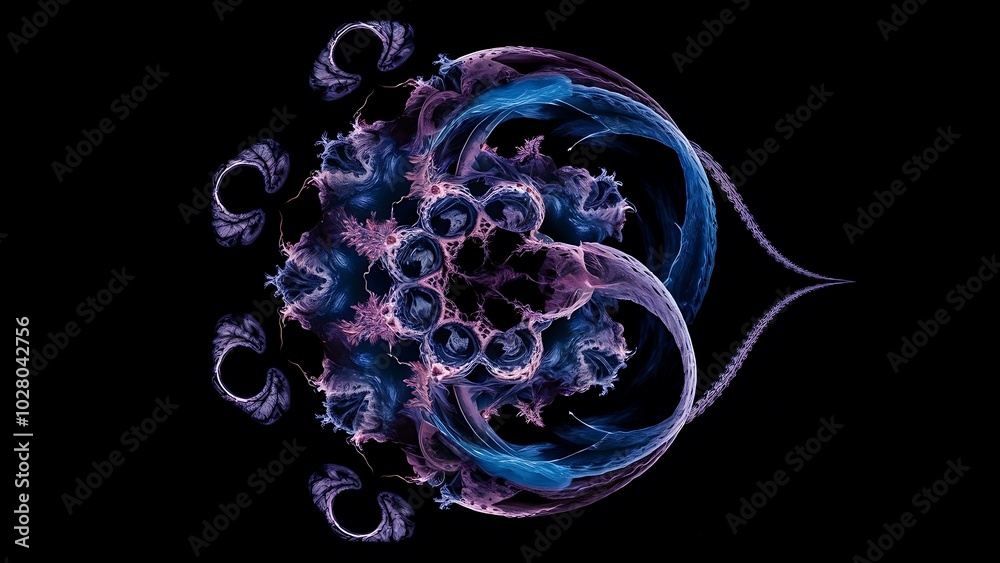 Obraz premium Image of one Digital Fractal on Black Color