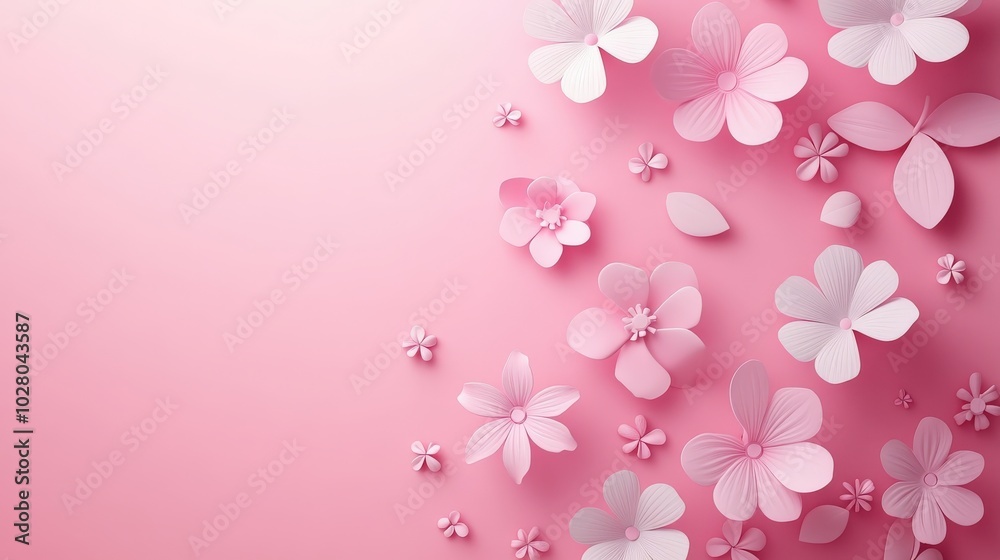 Delicate pink paper flowers on a soft pastel background. Delicate pink paper flowers on a soft pastel background.