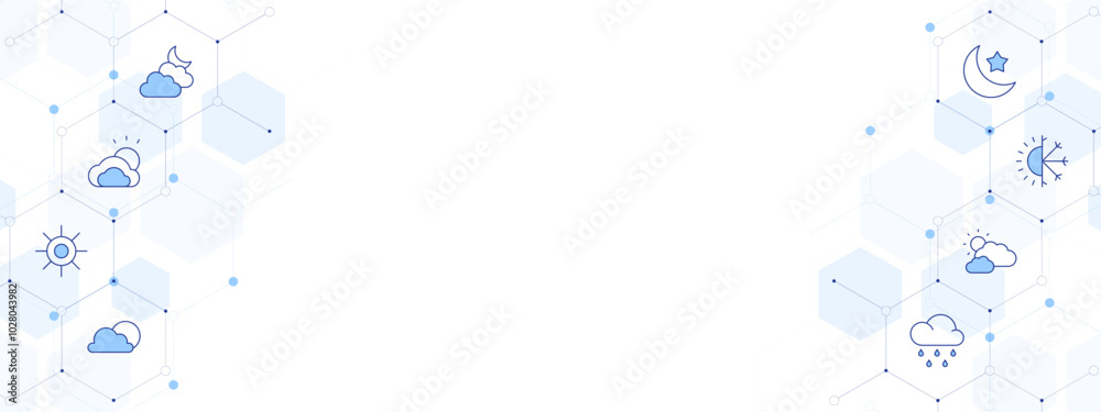 Weather Banner Vector Illustration with Two-sided Icon Style. Line Duotone icon. Containing cloudy, sun, weather, rain, cloudy night, moon Weather Banner Vector Illustration with Two-sided Icon Style. Line Duotone icon. Containing cloudy, sun, weather, rain, cloudy night, moon