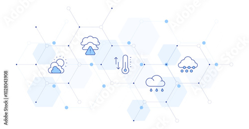 Weather Banner Vector Illustration with Icon Style in Between. Line Duotone icon. Containing bad weather, temperature, weather, snow, rainy