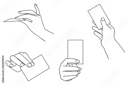 カードを持つ手（線画のみ）