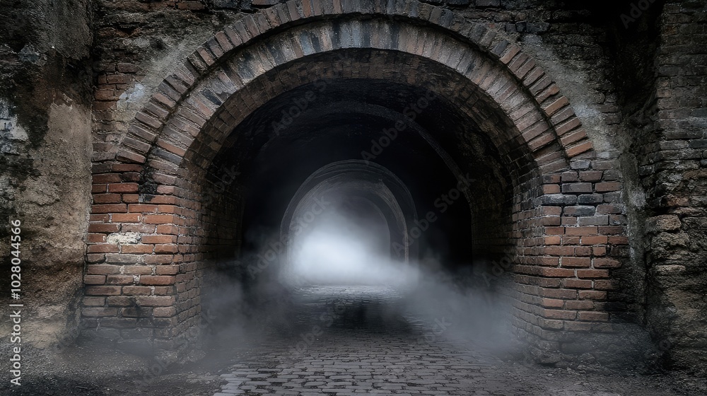 Fototapeta premium Mysterious Brick Archway Leading into Darkness