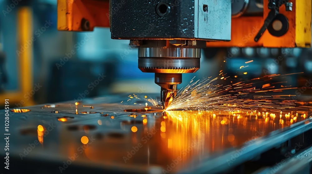 Lively Metal Sheet Being Formed with Sparks Lively Metal Sheet Being Formed with Sparks