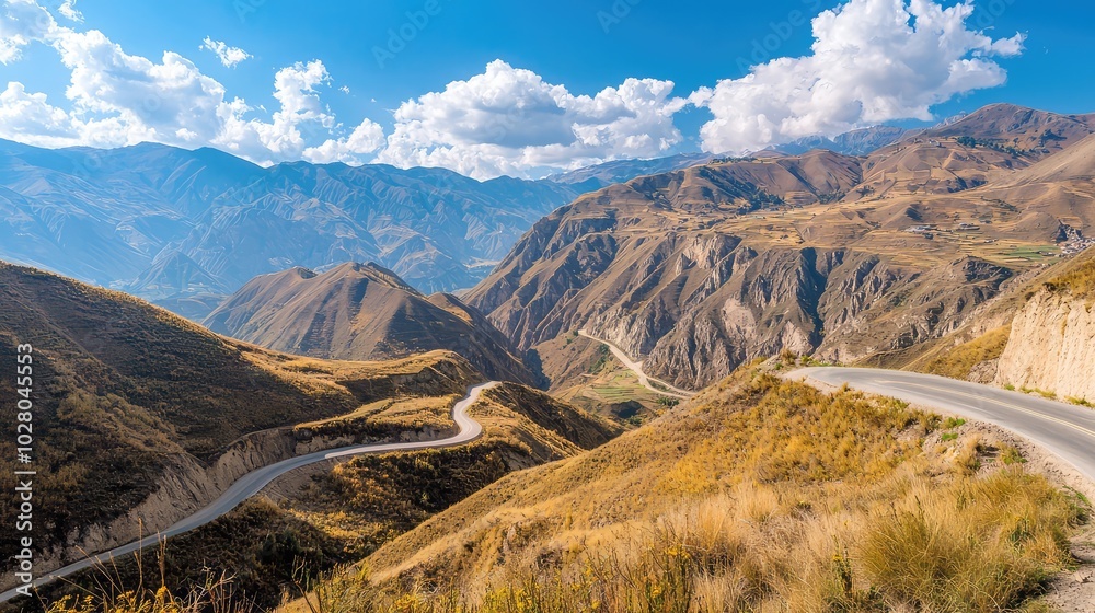 Winding Road Through Lively Mountainous Landscape Winding Road Through Lively Mountainous Landscape