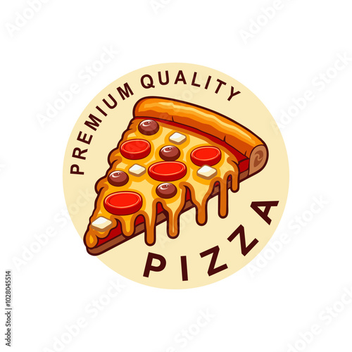 Pizza logo emblem vector illustration template simple design delicious food in circle