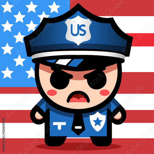 Angry Policeman Silhouette.