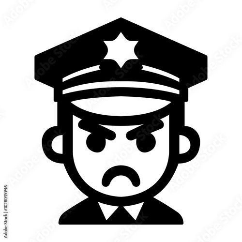 Angry Policeman Black Silhouette.