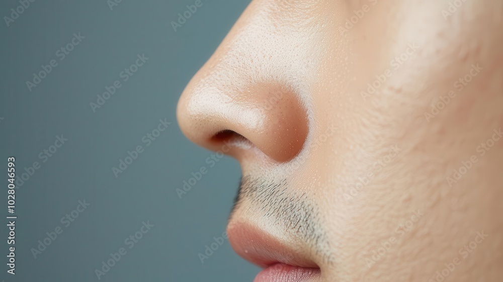 Closeup of an Asian man s smooth skin, captured in gentle side lighting for a natural, radiant look side lighting, smooth skin, radiant look Closeup of an Asian man s smooth skin, captured in gentle side lighting for a natural, radiant look side lighting, smooth skin, radiant look