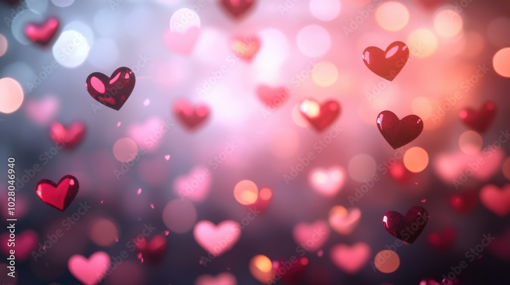 Floating hearts create a romantic, dreamy atmosphere with soft lighting. Floating hearts create a romantic, dreamy atmosphere with soft lighting.
