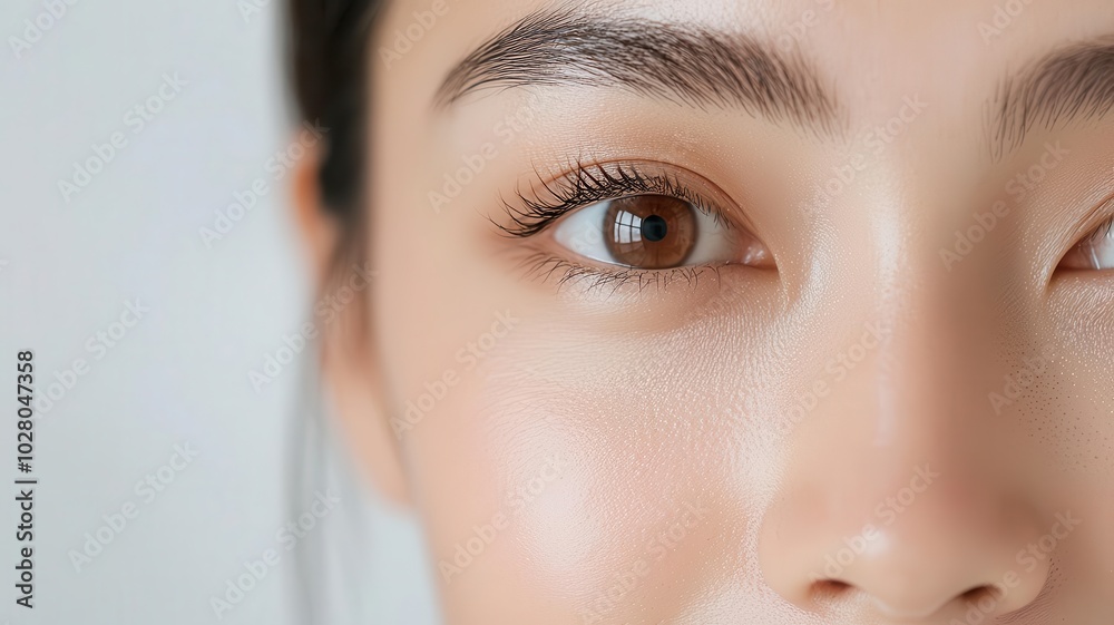 Closeup of an Asian woman s smooth, glowing skin under soft, natural sunlight for a fresh, vibrant look natural sunlight, glowing skin, fresh look Closeup of an Asian woman s smooth, glowing skin under soft, natural sunlight for a fresh, vibrant look natural sunlight, glowing skin, fresh look