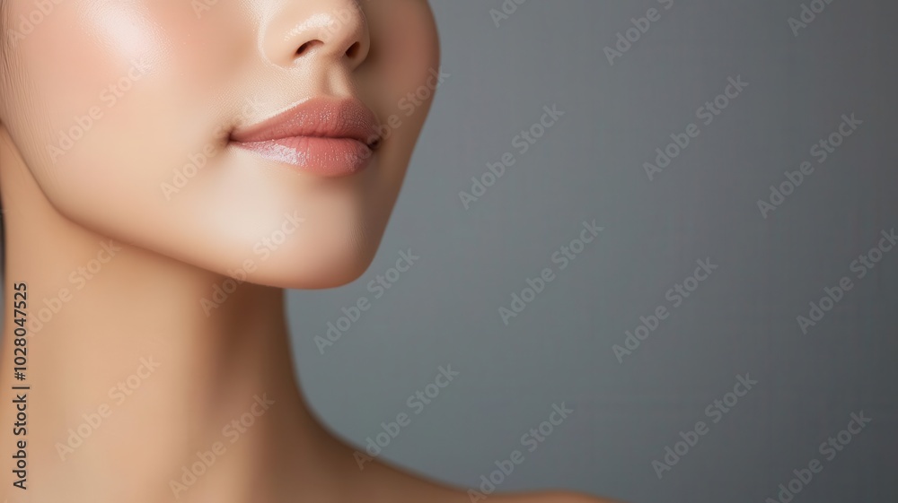 Closeup of an Asian woman s glowing, smooth skin, enhanced by natural outdoor lighting outdoor light, smooth complexion, glowing skin Closeup of an Asian woman s glowing, smooth skin, enhanced by natural outdoor lighting outdoor light, smooth complexion, glowing skin