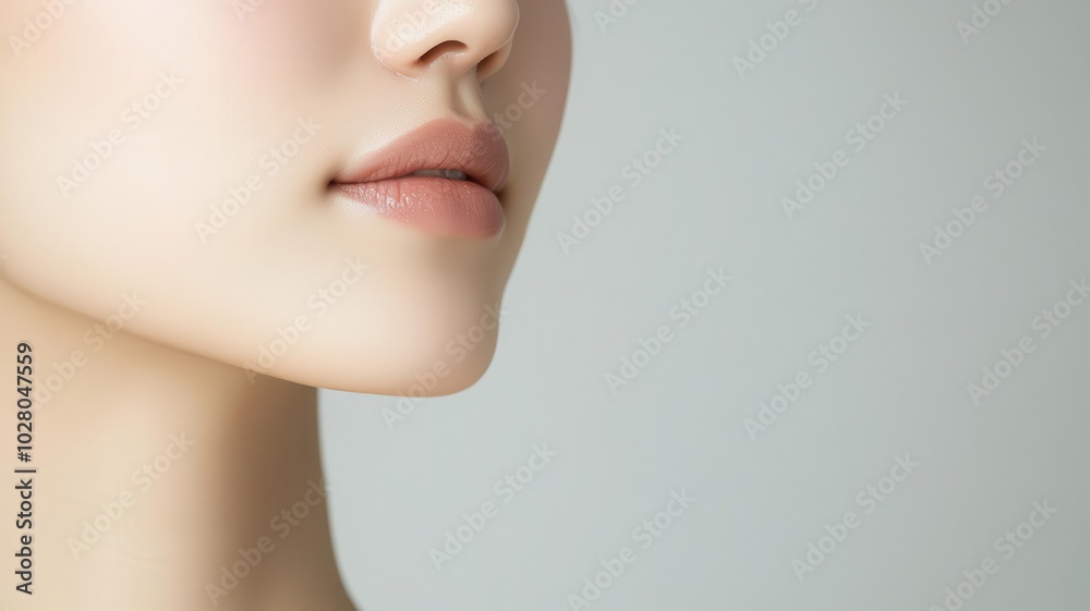 Closeup of an Asian woman s flawless, smooth skin, with a dewy finish and soft, glowing lighting dewy finish, glowing light, smooth complexion Closeup of an Asian woman s flawless, smooth skin, with a dewy finish and soft, glowing lighting dewy finish, glowing light, smooth complexion