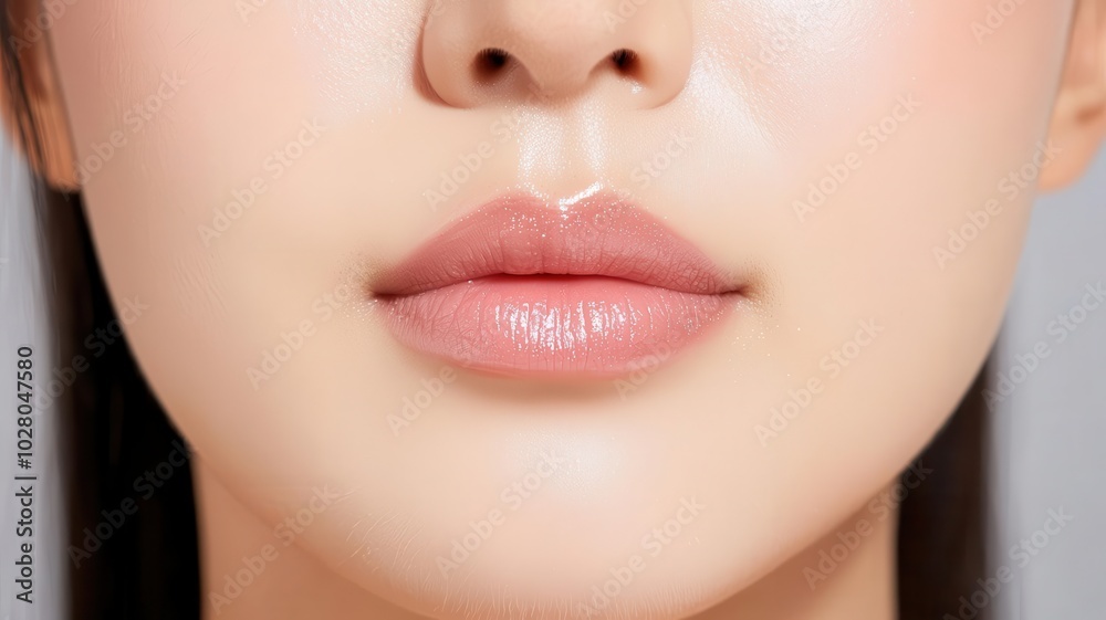 Fototapeta premium Closeup of an Asian woman s flawless skin, with natural lighting accentuating her smooth complexion natural light, flawless skin, smooth complexion