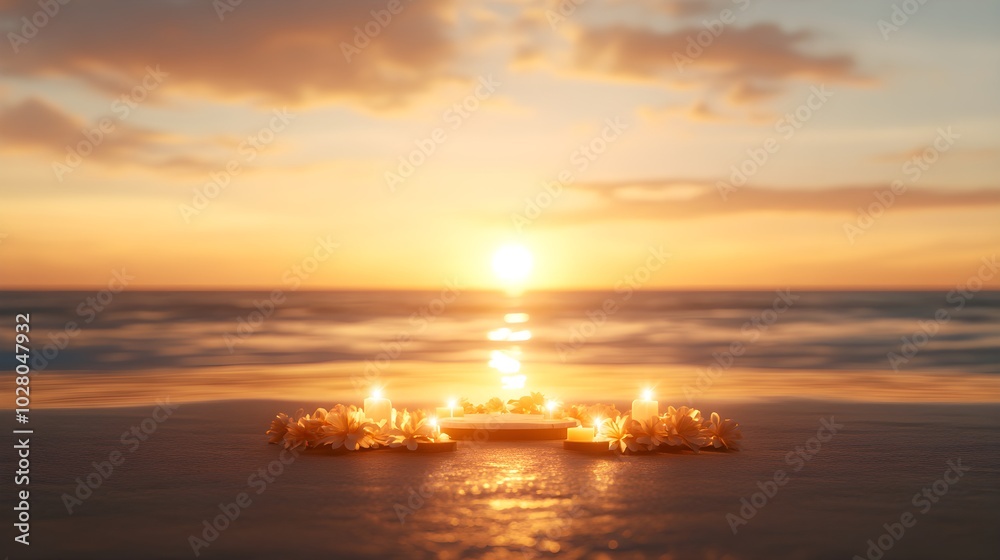 A spiritual sunrise beach ceremony, a prayer circle forming around a central bonfire, glowing with warm orange light as the sun slowly rises A spiritual sunrise beach ceremony, a prayer circle forming around a central bonfire, glowing with warm orange light as the sun slowly rises