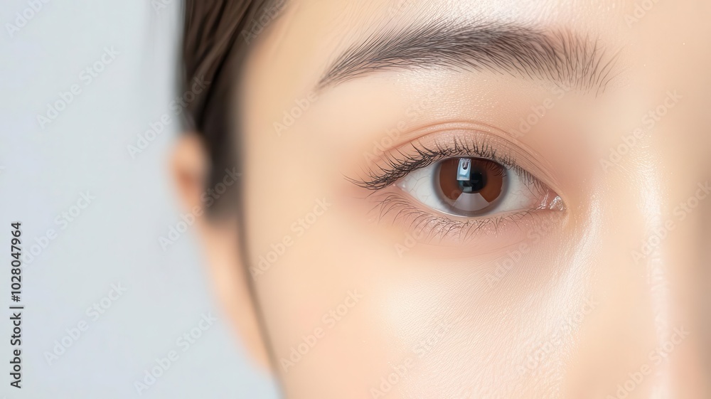 Closeup of an Asian woman s face with a radiant glow and perfectly smooth skin, captured in soft daylight radiant glow, smooth skin, natural daylight Closeup of an Asian woman s face with a radiant glow and perfectly smooth skin, captured in soft daylight radiant glow, smooth skin, natural daylight