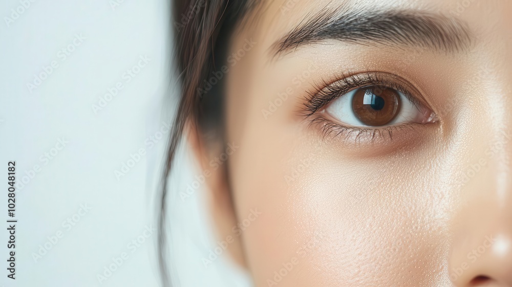 Closeup of an Asian woman s face with a radiant glow and perfectly smooth skin, captured in soft daylight radiant glow, smooth skin, natural daylight Closeup of an Asian woman s face with a radiant glow and perfectly smooth skin, captured in soft daylight radiant glow, smooth skin, natural daylight