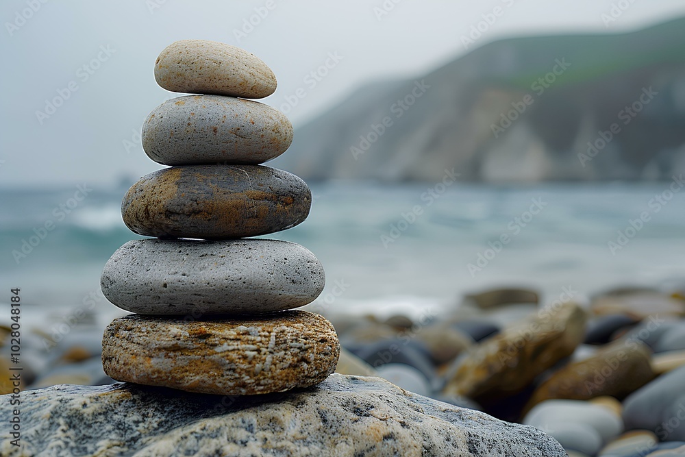 A stack of rocks sitting on top of a rocky beach