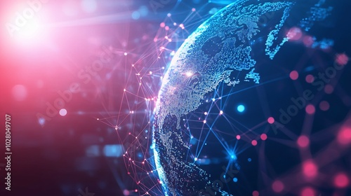 A digital rendering of a globe with glowing lines connecting its continents