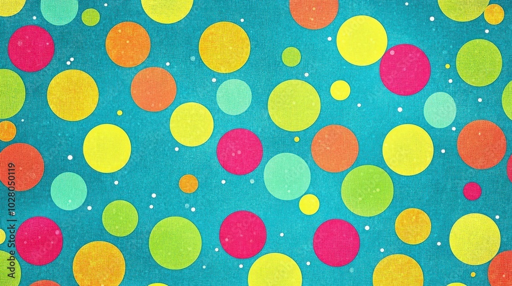 Colorful polka dots on vibrant turquoise background. Colorful polka dots on vibrant turquoise background.