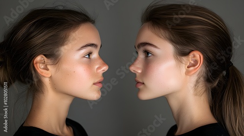 Rhinoplasty journey testimonial, showcasing the before image of a crooked nose and after results with a smooth, symmetrical nose, highlighting the patient's positive transformation