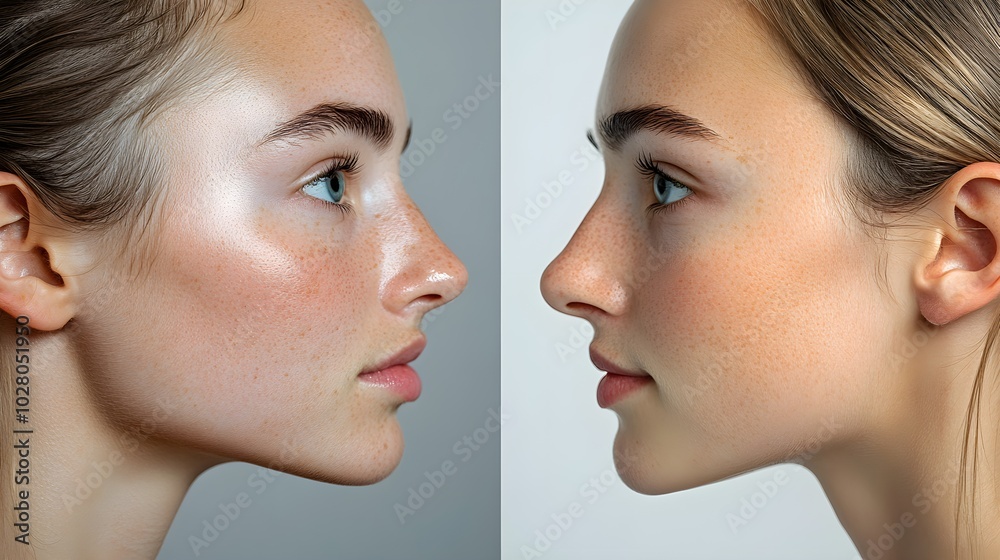 Before-and-after post featuring a patient's nose, highlighting the improvement in nasal structure for enhanced breathing and a refined, balanced appearance after surgery Before-and-after post featuring a patient's nose, highlighting the improvement in nasal structure for enhanced breathing and a refined, balanced appearance after surgery